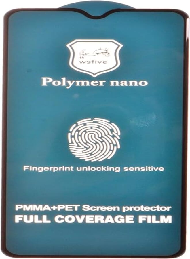 واقي شاشة نانو بوليمر زجاجي أمامي لهاتف هواوي Y6 2019 - شفاف/أسود